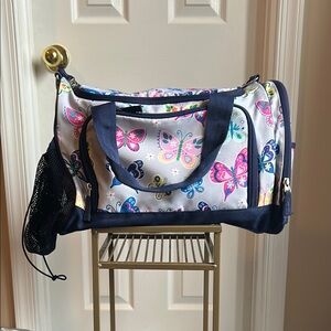 Pottery Barn Kids Butterfly Print Girls Bag Gym Sports or Sleepover Duffle